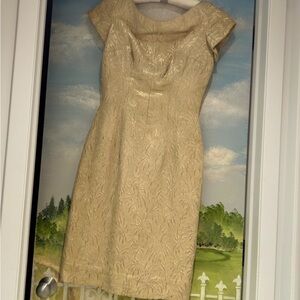 Vintage MR BLACKWELL ⭐️ 1950’s Gold Brocade Cap Sleeve Dress.💫